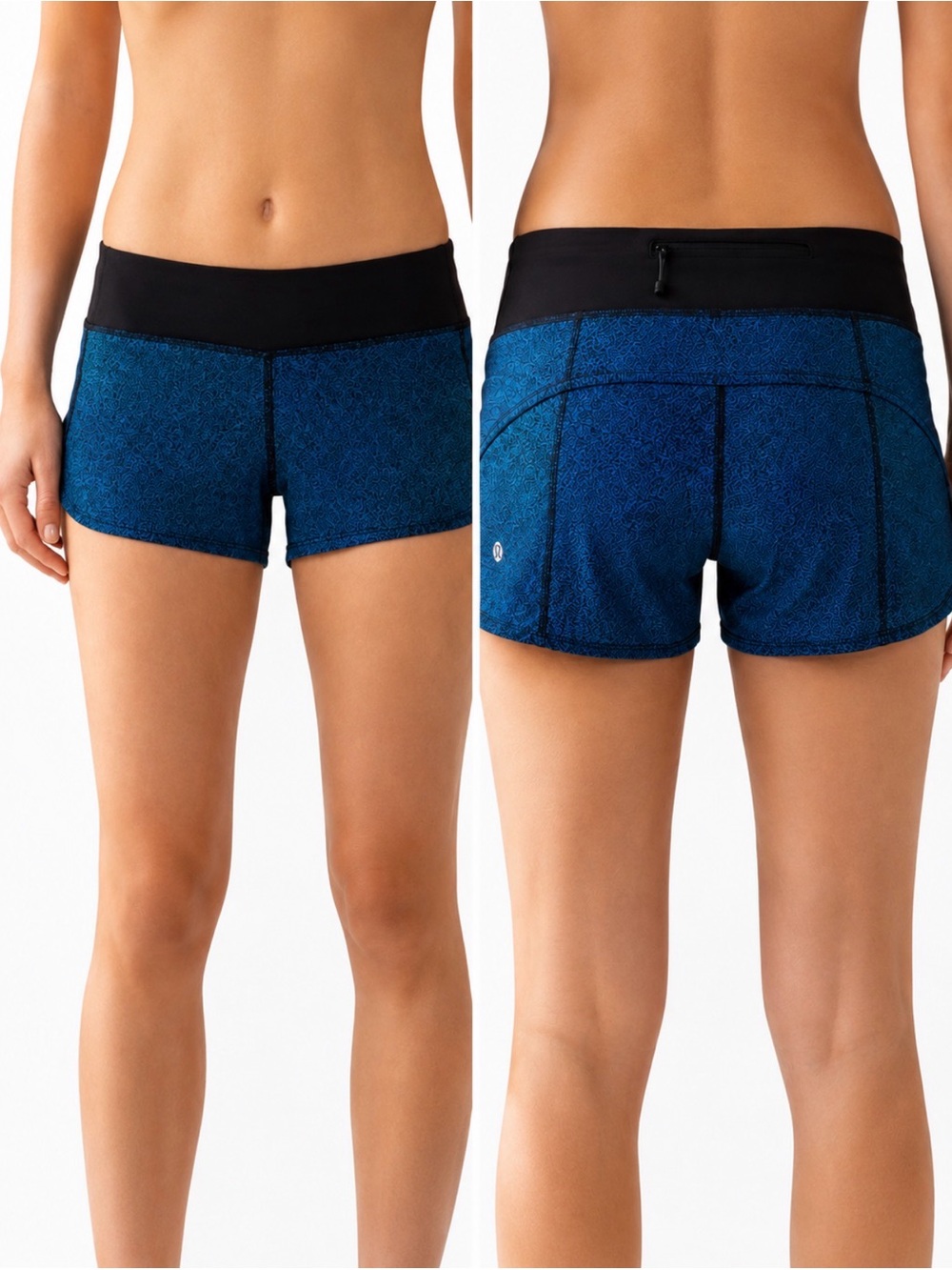 Lululemon Speed Short Super Natural Blue Multi Black Size 6 Running Gym 2.5”